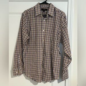 Banana Republic Men's Checkered Shirt - Brown and Purple